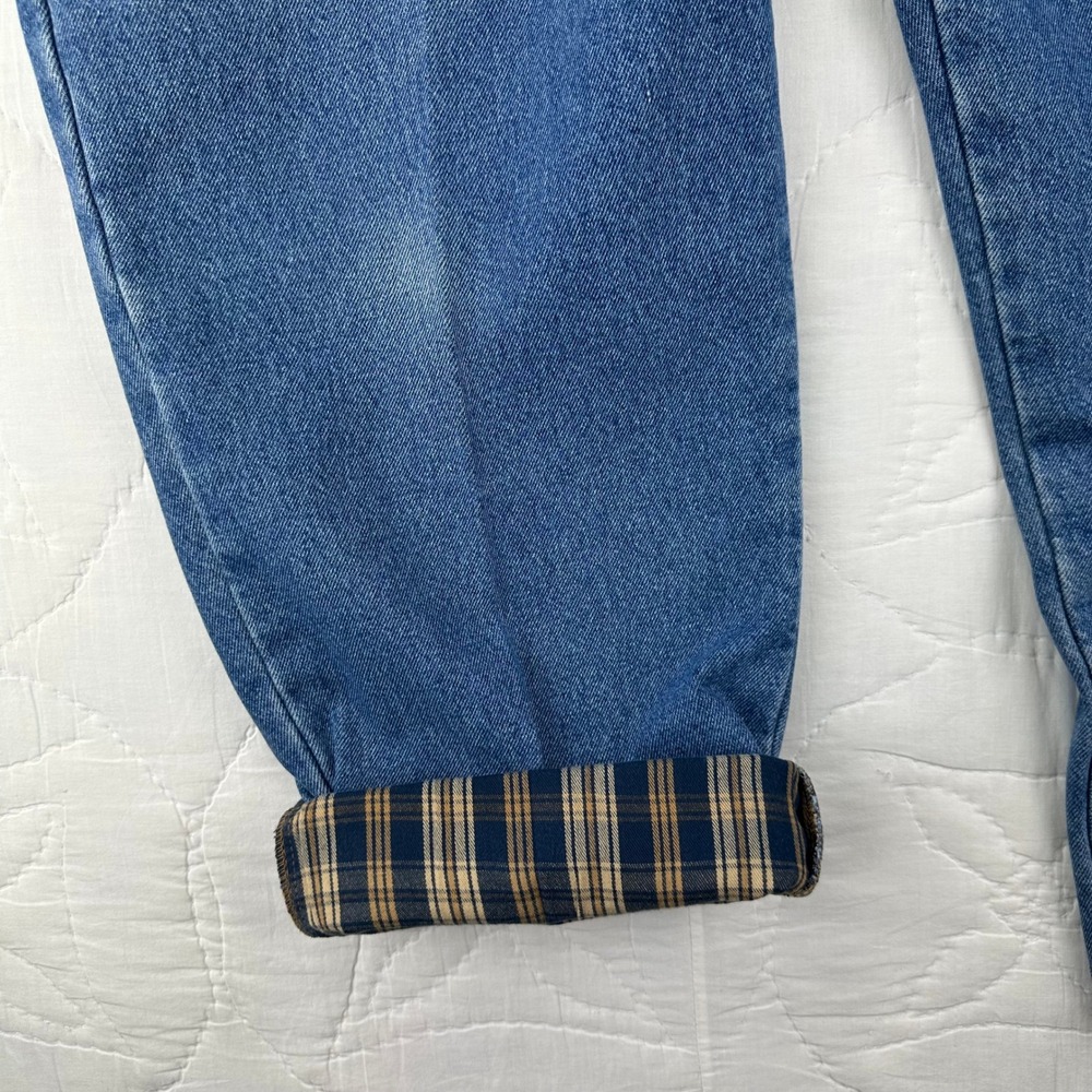 LL Bean Flannel Lined Jeans Mens Comfort Waist 42x29‎ Blue Relaxed Straight Y2K - Picture 6 of 13